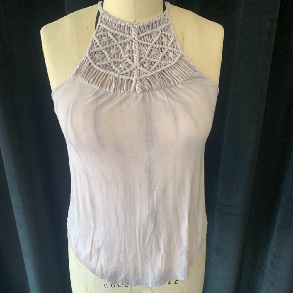 Lavender Tie-Die with Weaved Neckline Soft and Sexy Tank Top